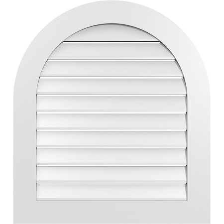 Ekena Millwork Round Top Surface Mount PVC Gable Vent: Functional, w/ 3-1/2"W x 1"P Standard Frame, 30"W x 34"H GVPRT30X3401SF